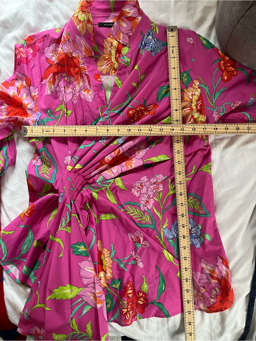 Natori Bright Pink Floral Wrap Top